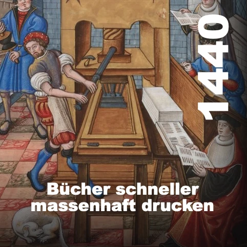 Memorica — Buchdruck, Bild und Kurzbiografie (Bedeutende Erfindungen)